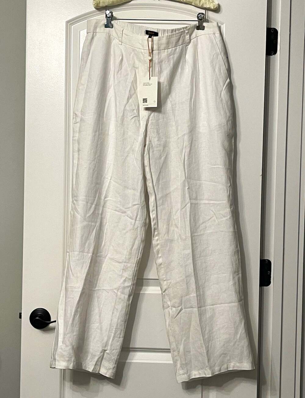 Quince White Linen Pleated Trouser Pants Relaxed Straight 26" Inseam 16 Zip